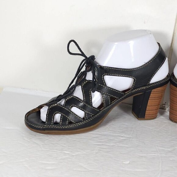 Pikolinos Women's US7-7,5 EU38 Java Black Leather Peep Toe Slingback Sandals - Picture 8 of 16